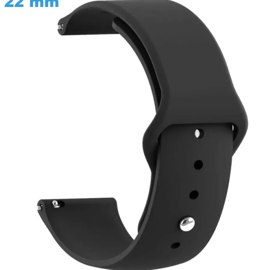 Bracelet Silicone-Bracelet pour montre 22 mm Caoutchouc Noir