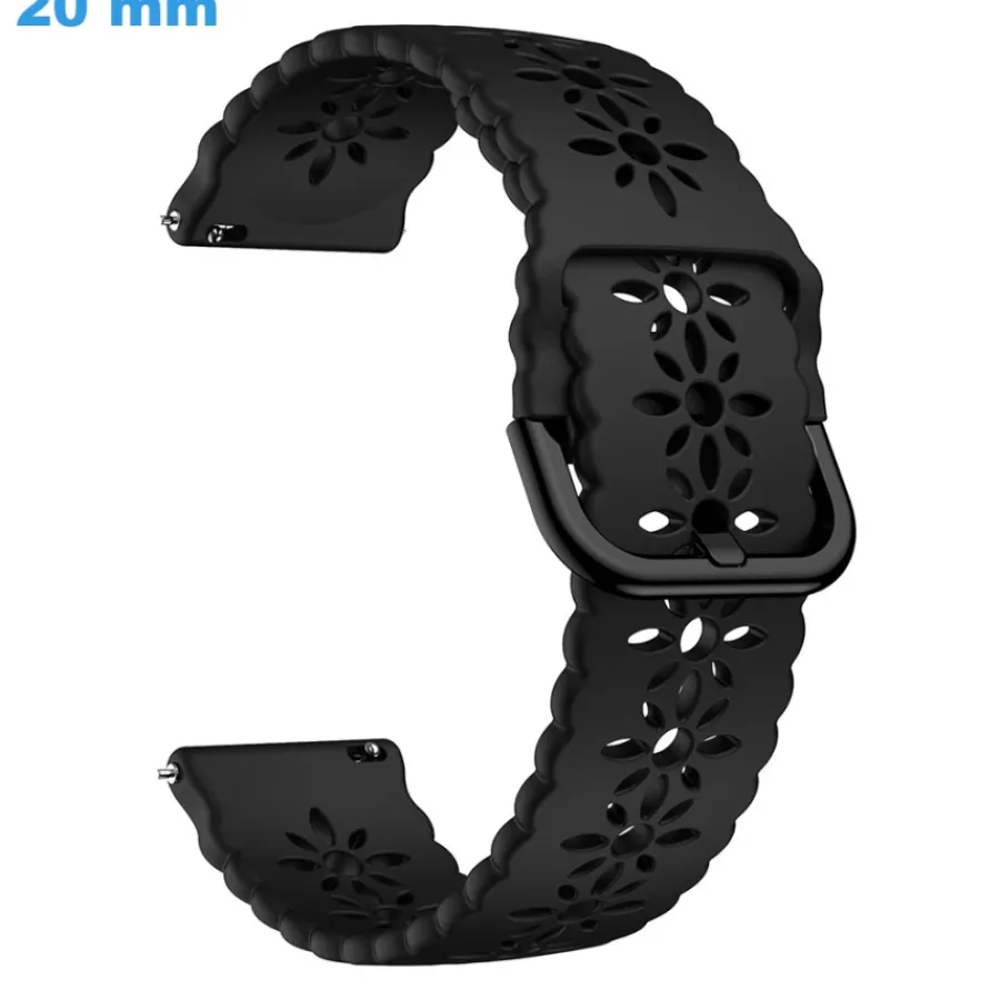 Bracelet Silicone-Bracelet pour montre 20 mm Caoutchouc Noir fermoir Ardillon