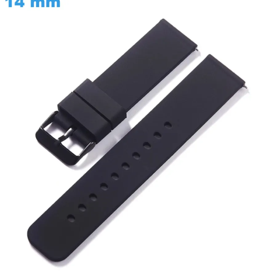 Bracelet Silicone-Bracelet pour montre 14 mm Silicone Noir