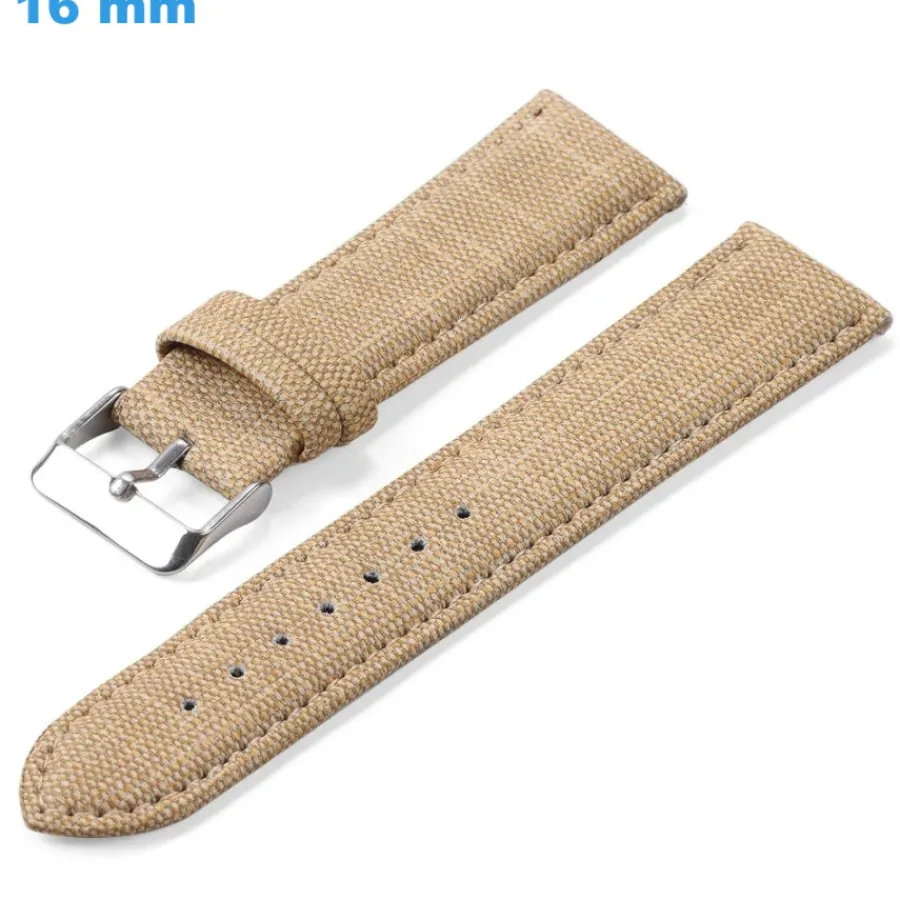 Bracelet Tissu-Bracelet pour montre 16 mm Nylon boucle Ardillon Beige