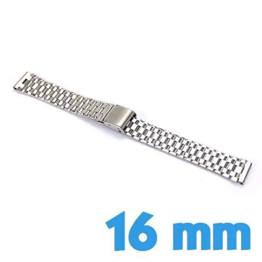 Bracelet Métal-Bracelet pour montre Argenté Acier Inoxydable 16 mm