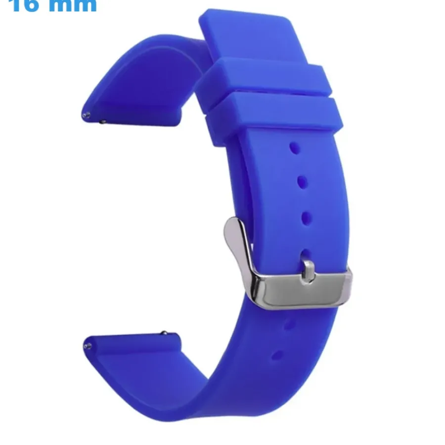 Bracelet Silicone-Bracelet pour montre Bleu 16 mm Caoutchouc Ardillon