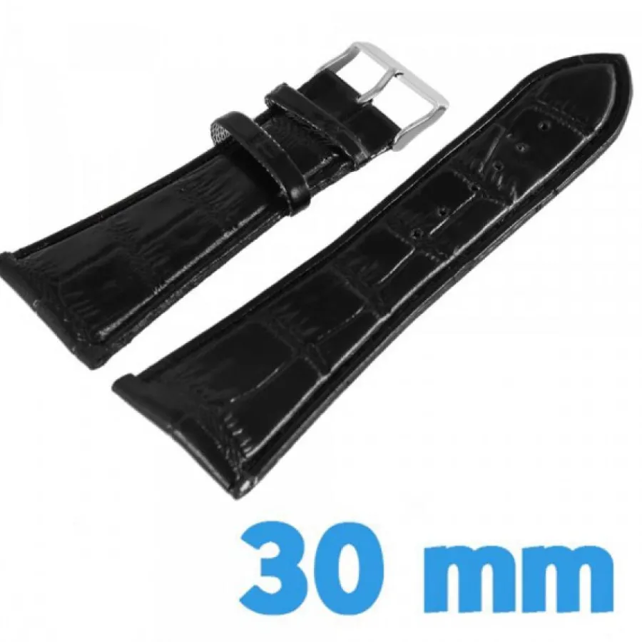 Bracelet Cuir Pour Montre-Bracelet pour Montre Cuir Véritable Noir 30mm