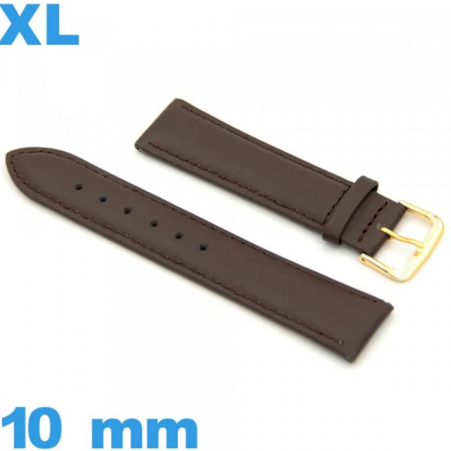 Bracelet Cuir Pour Montre-Bracelet pour montre gros poignet Cuir véritable de veau lisse  10 mm