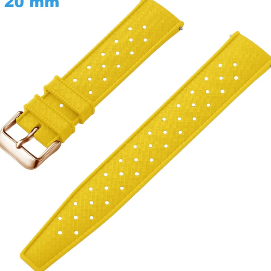 Bracelet Silicone-Bracelet pour montre Jaune 20 mm Silicone boucle Ardillon