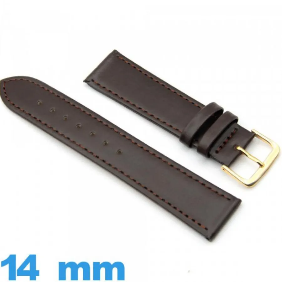 Bracelet Cuir Pour Montre-Bracelet pour montre  Marron foncé Faux cuir 14 mm