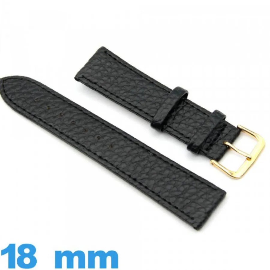 Bracelet Cuir Pour Montre-Bracelet pour montre  18mm Noir Cuir Synthétique Vegan
