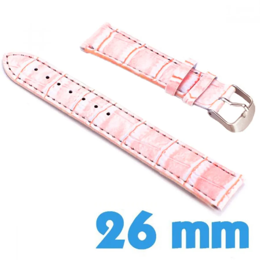 Bracelet Cuir Pour Montre-Bracelet pour montre 26mm Rose Cuir Synthétique