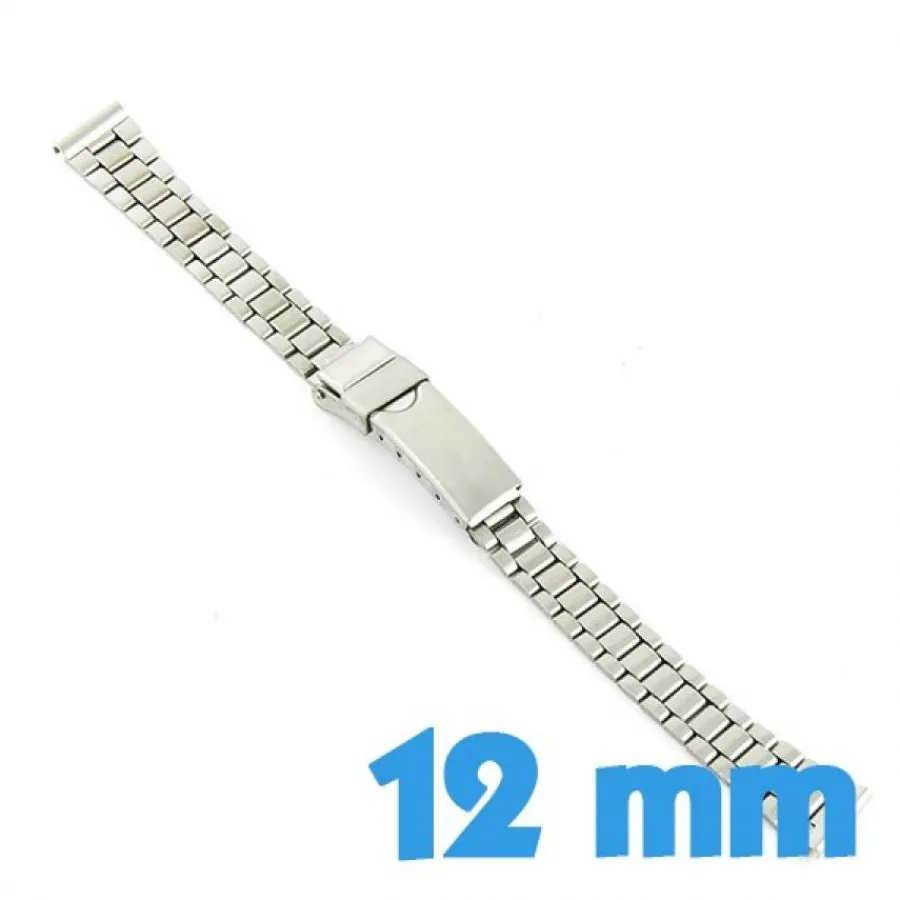 Bracelet Métal-Bracelet pour montre métal argenté pas cher 12 mm boucle déployante