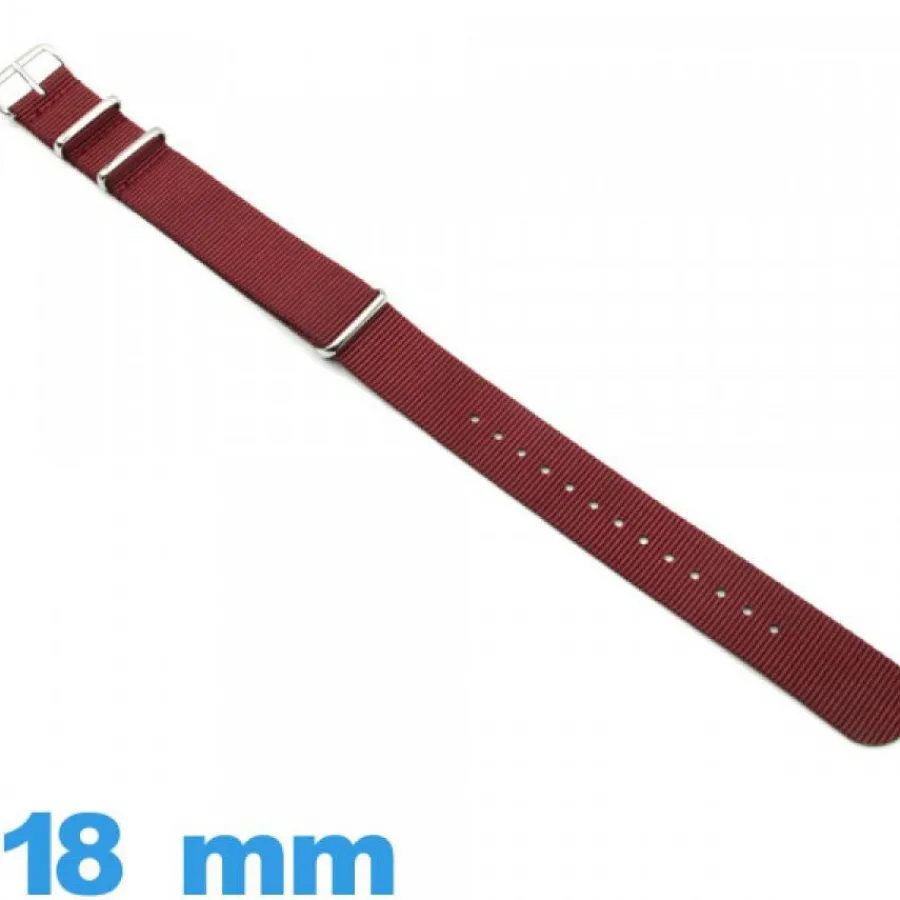Bracelet Tissu|Bracelet Nato-Bracelet pour montre N.A.T.O Rouge (Vin) Textile 18mm