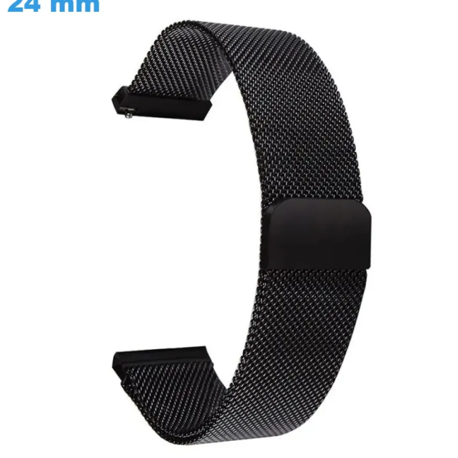 Bracelet Métal-Bracelet pour montre Noir 24 mm Acier Inoxydable fermoir Magnétique