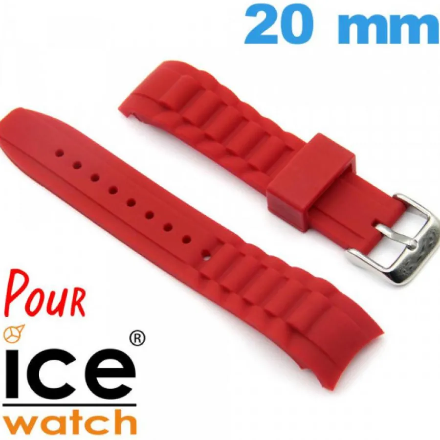 Bracelet Ice Watch-Bracelet pour montre pour Ice Watch 20mm Rouge Silicone