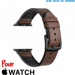 Accessoire Apple Watch-Bracelet pour montre pour Apple Watch Marron foncé Cuir