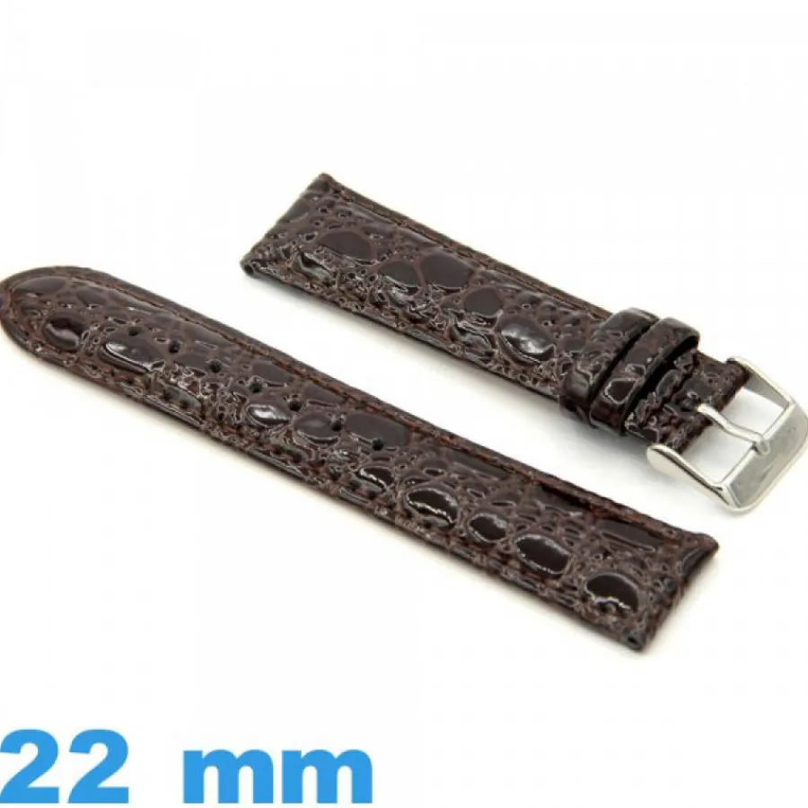 Bracelet Cuir Pour Montre-Bracelet pour montre Rembourré cuir véritable 22 mm Crocodile