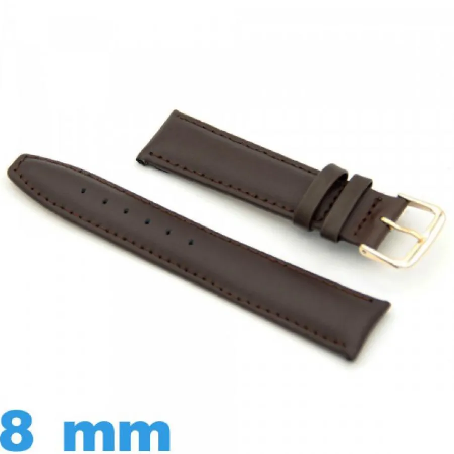 Bracelet Cuir Pour Montre-Bracelet pour montre Rembourré Cuir véritable de veau 8mm