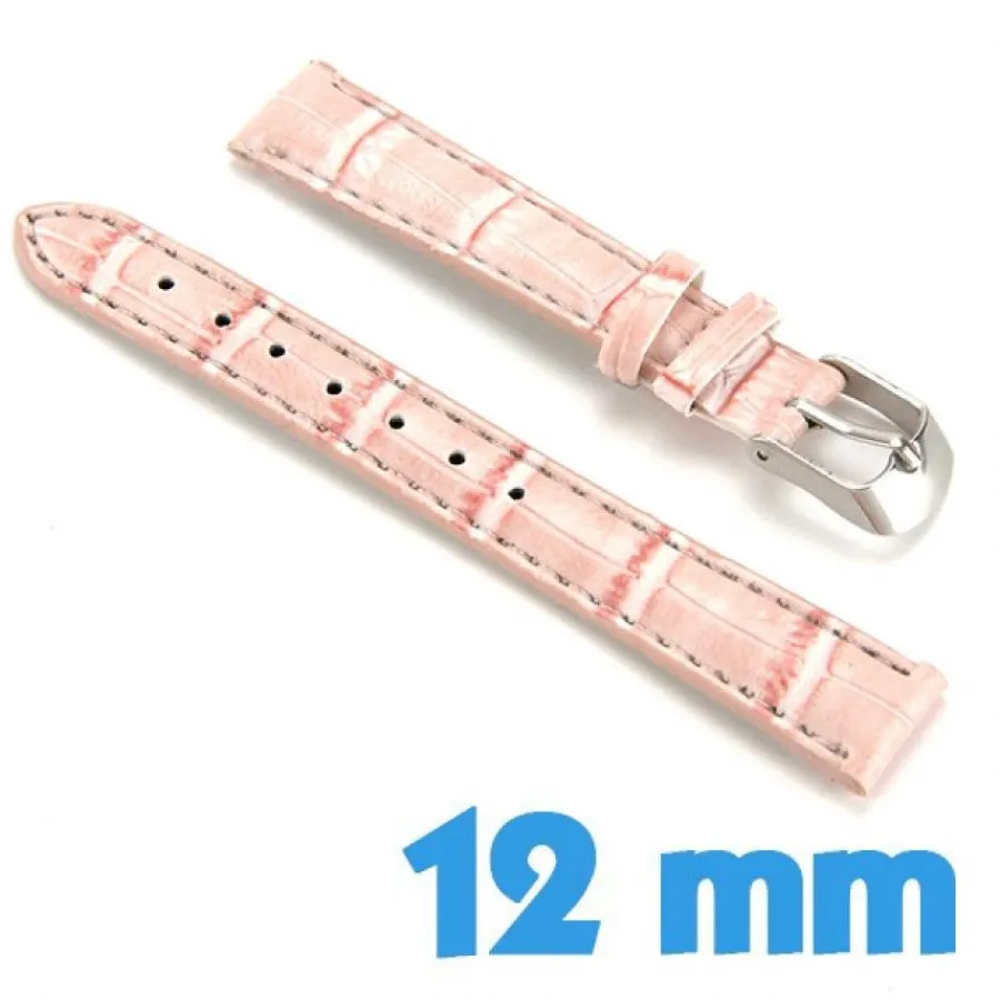 Bracelet Cuir Pour Montre-Bracelet pour montre Rose Cuir Synthétique 1,2 cm croco