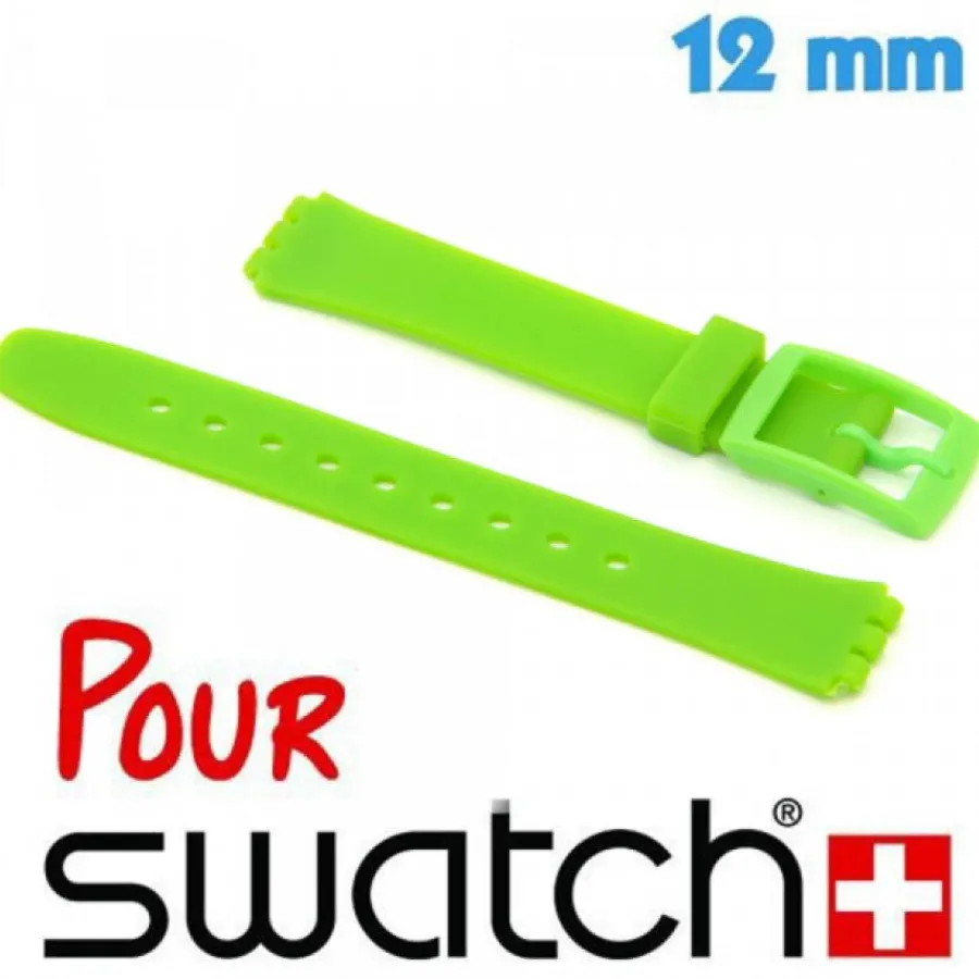 Bracelet Swatch|Bracelet Silicone-Bracelet pour Montre Swatch en Silicone Vert 12 mm