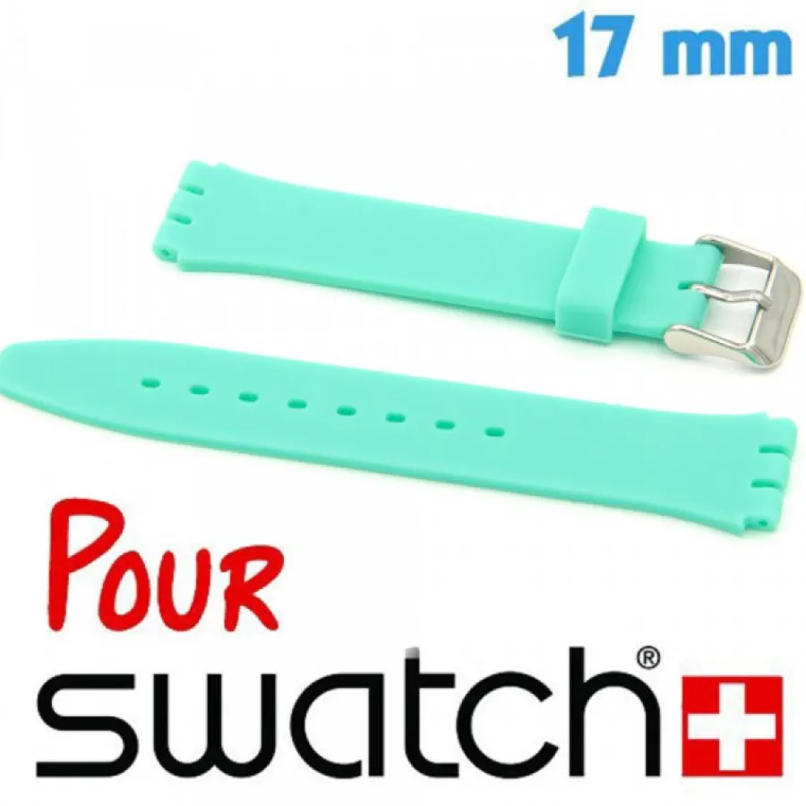 Bracelet Swatch|Bracelet Silicone-Bracelet pour Montre Swatch 17 mm Silicone Vert d'eau