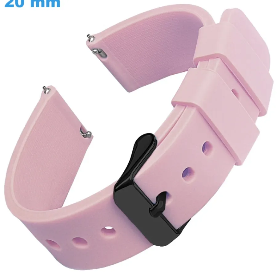 Bracelet Silicone-Bracelet Rose 20 mm Silicone montre boucle Ardillon