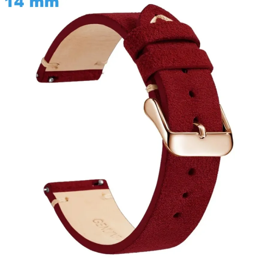 Bracelet Cuir Pour Montre-Bracelet Rouge 14 mm Cuir véritable montre