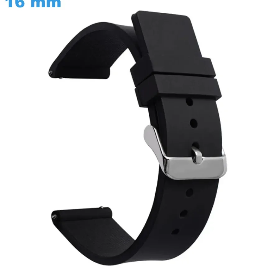 Bracelet Silicone-Bracelet Silicone Ardillon de montre Noir 16 mm