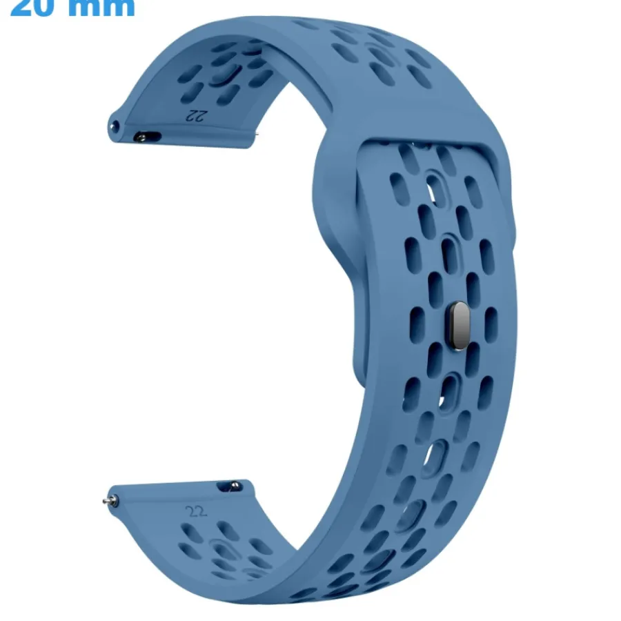 Bracelet Silicone-Bracelet Silicone fermoir Bouton pression de montre Bleu 20 mm