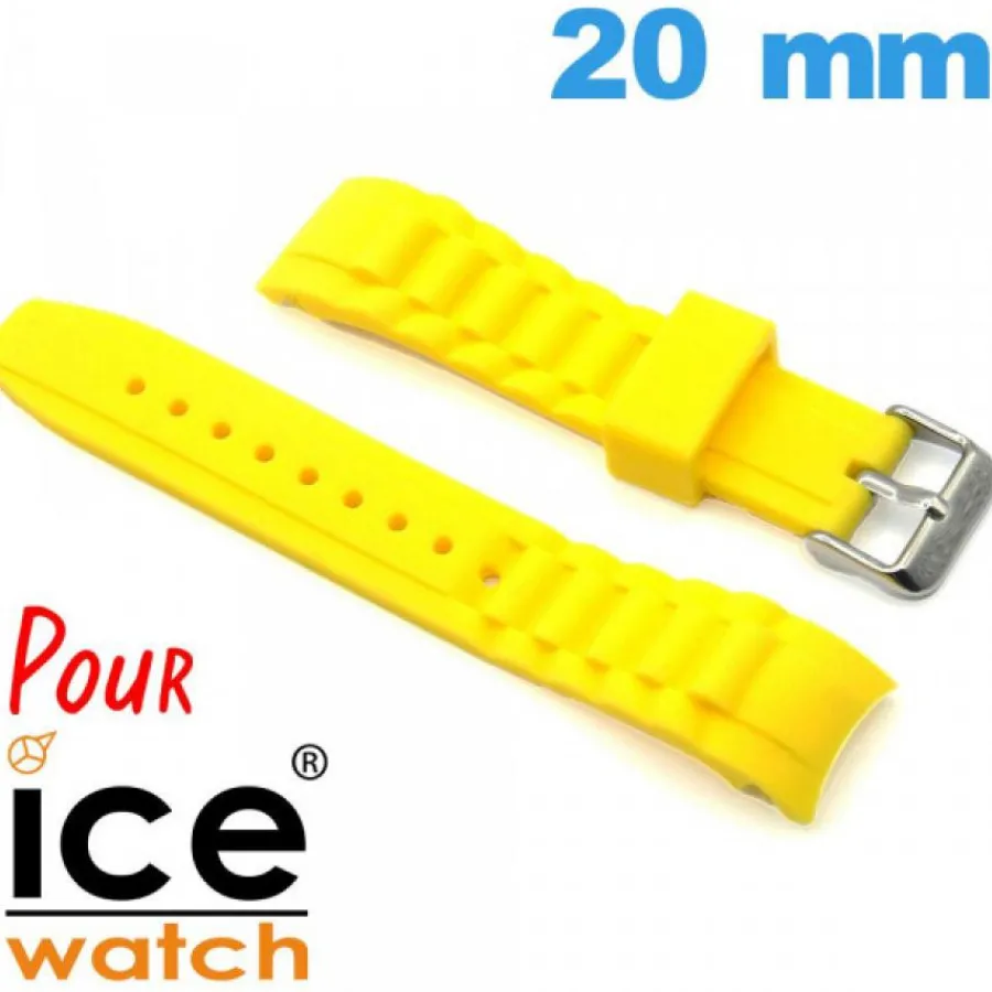 Bracelet Ice Watch-Bracelet Silicone Jaune 20mm montre pour Ice Watch