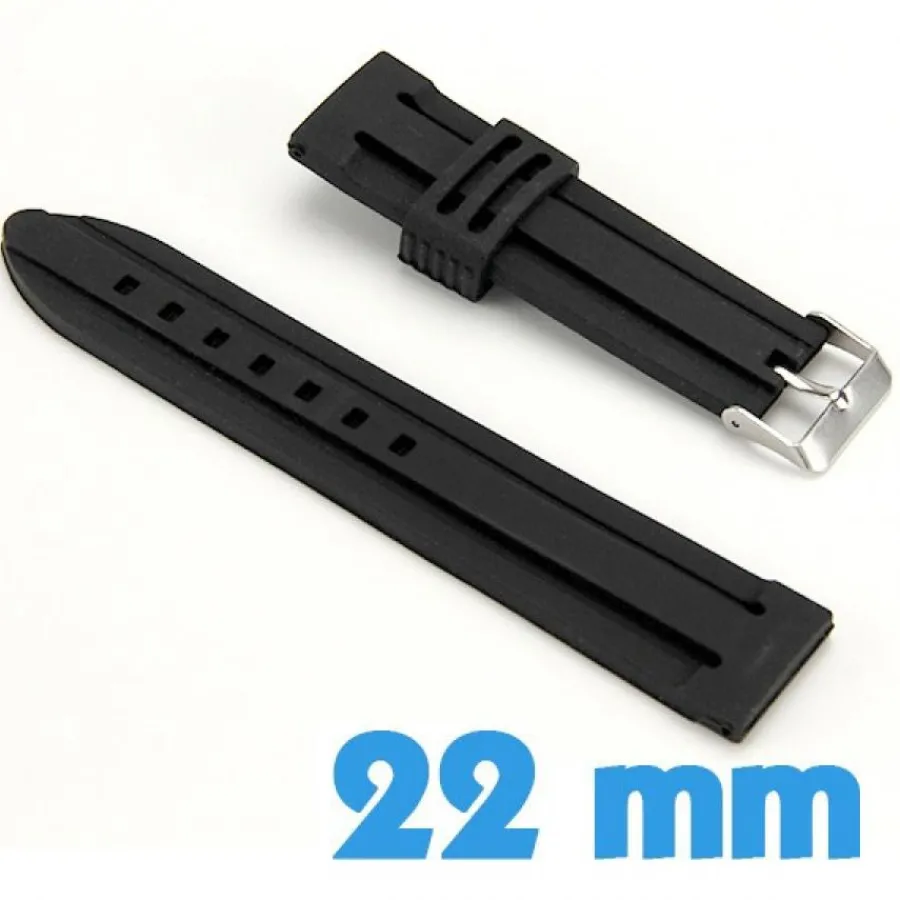 Bracelet Silicone-Bracelet Silicone 22mm Noir montre pas cher