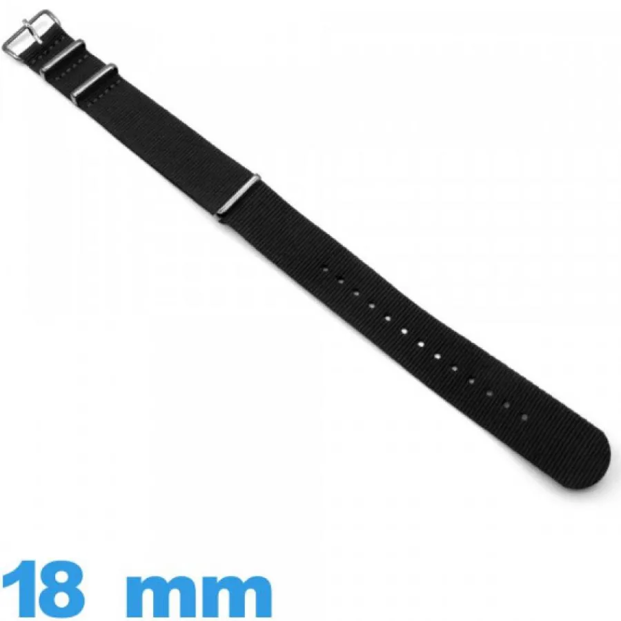 Bracelet Tissu|Bracelet Nato-Bracelet Textile 18 mm N.A.T.O Noir de montre