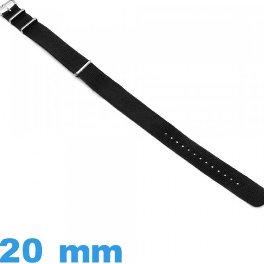Bracelet Tissu|Bracelet Nato-Bracelet Textile Noir de montre 20 mm Nato