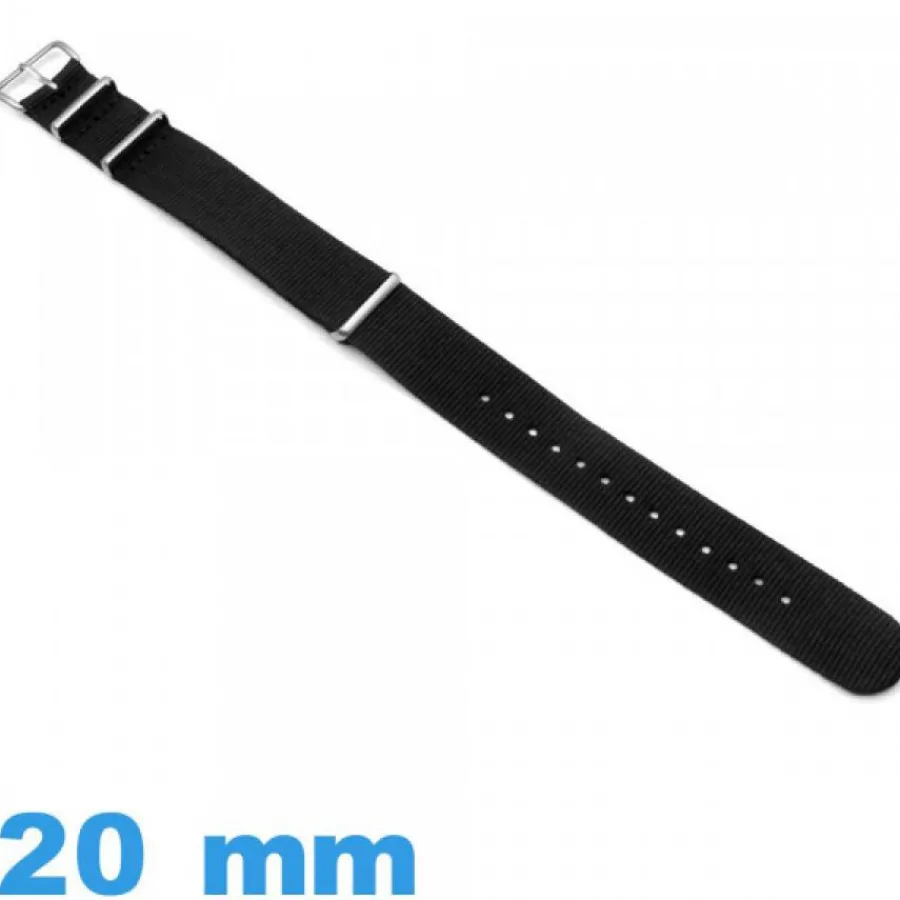 Bracelet Tissu|Bracelet Nato-Bracelet Textile Noir montre 20 mm Nato