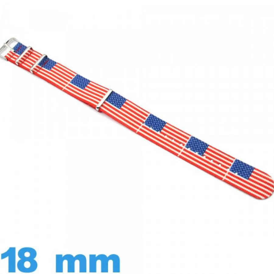 Bracelet Tissu|Bracelet Nato-Bracelet Textile pour montre 18mm États-Unis d'Amérique N.A.T.O