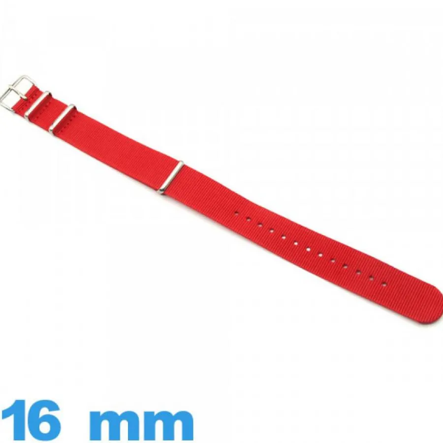 Bracelet Tissu|Bracelet Nato-Bracelet tissu 16 mm Nato Rouge pour montre