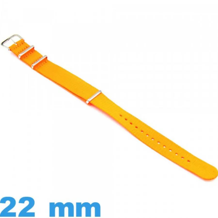 Bracelet Tissu|Bracelet Nato-Bracelet tissu Orange fluo montre 22 mm N.A.T.O