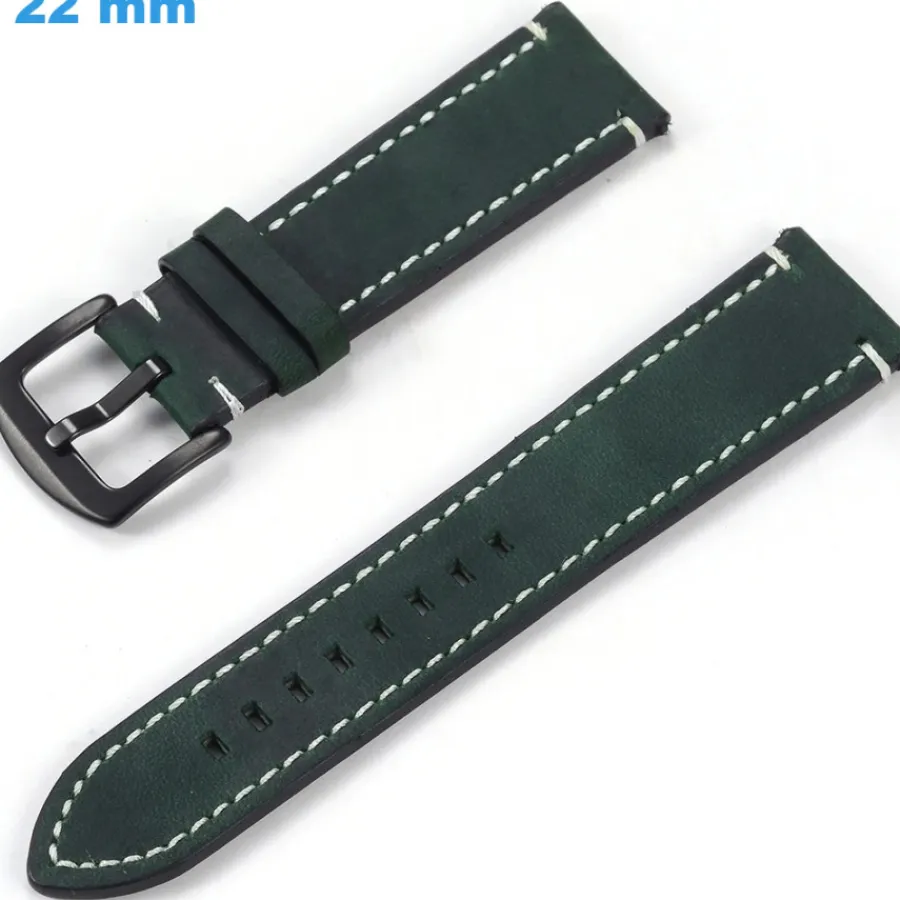 Bracelet Cuir Pour Montre-Bracelet Vert 22 mm Cuir véritable montre Ardillon