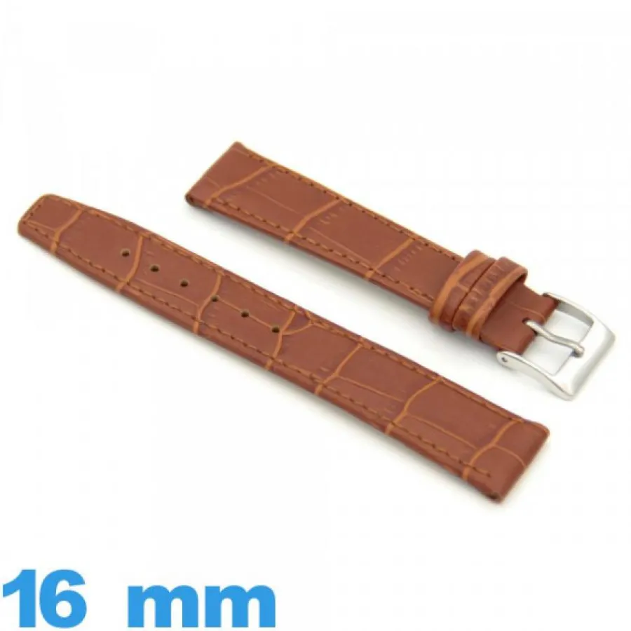 Bracelet Cuir Pour Montre-Bracelet Vrai cuir Marron clair montre 16 mm plat