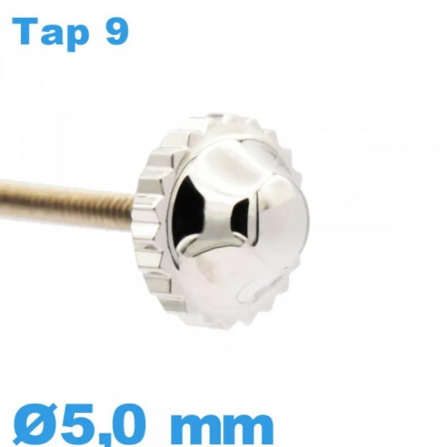 Tap 9 (0.90 Mm)-Couronne de Remontoir de Montre tube long TAP 9 - argenté / 5,0mm