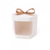 Boîte Cadeau-Emballage Cadeau Blanc à Noeud avec Vitre en Carton à offrir
