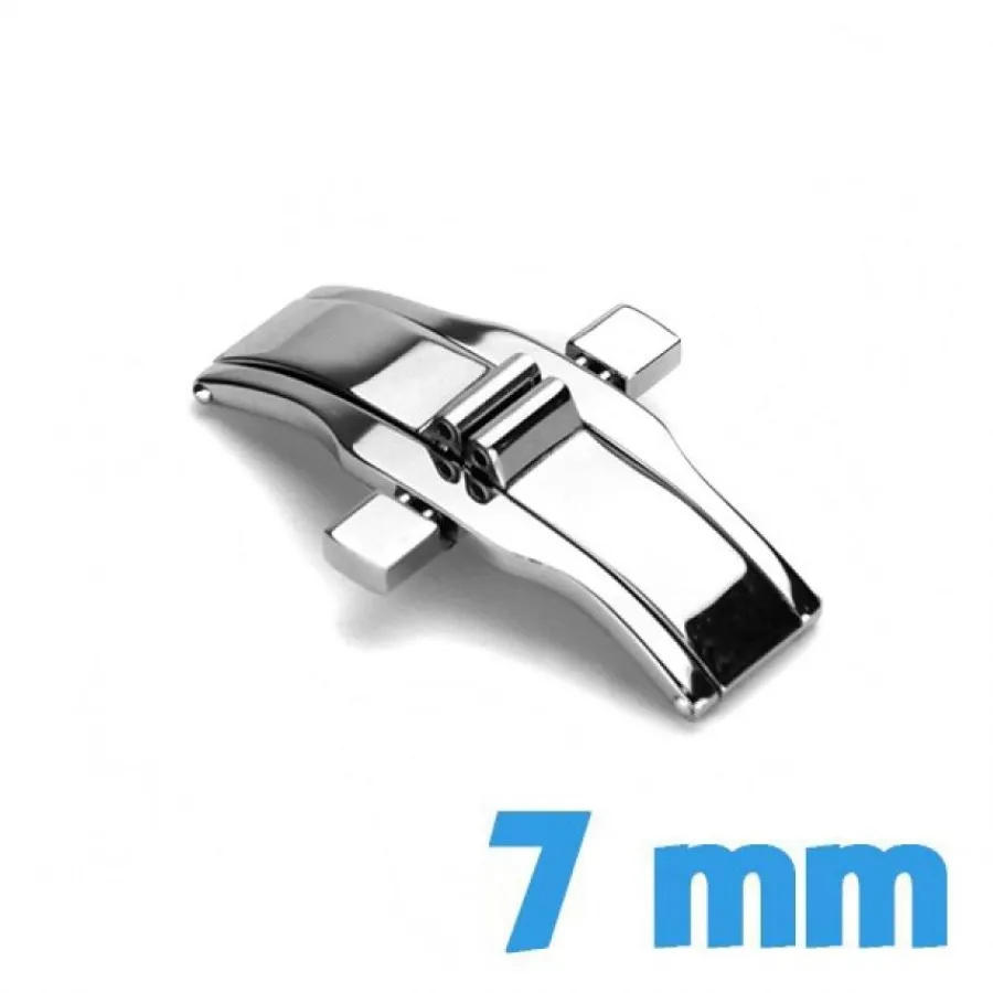 Pour Bracelet Métal|Déployante Double-Fermoir 7 mm acier argent double déployante bouton
