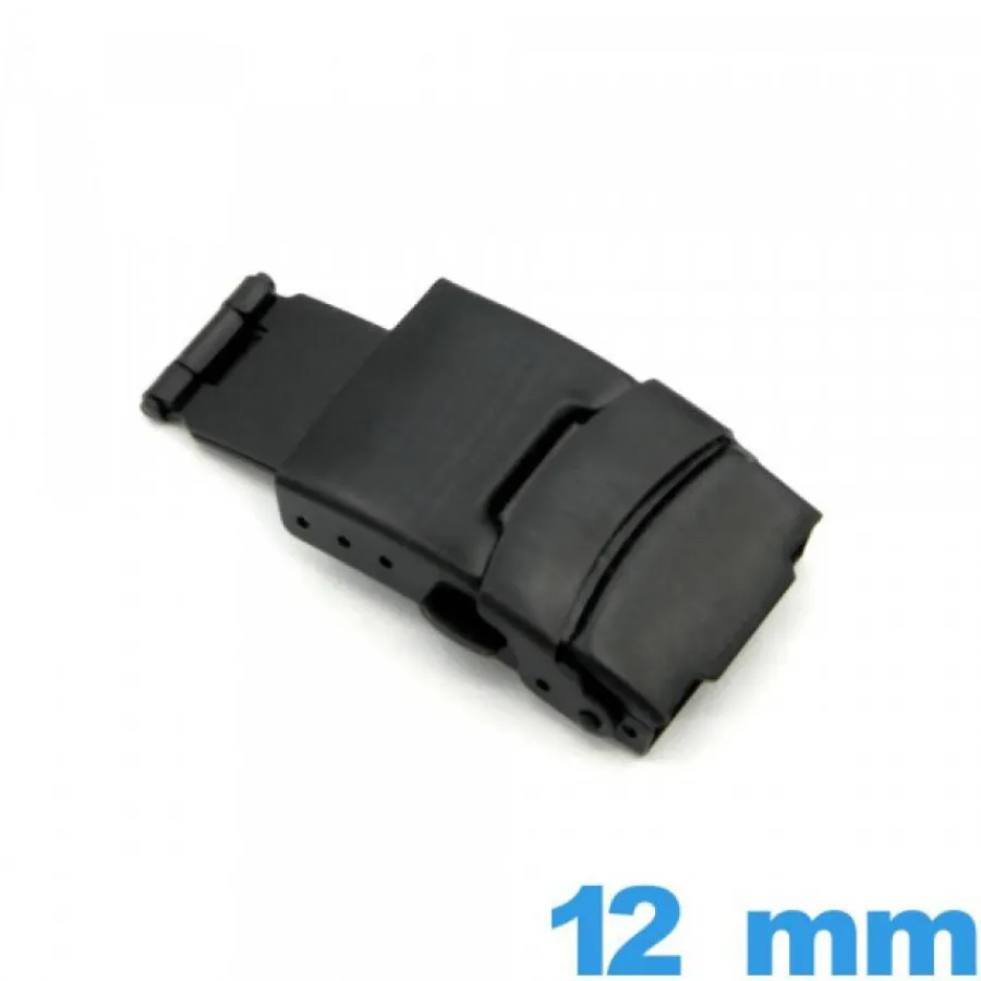 Pour Bracelet Métal|Déployante-Fermoir 12 mm Noir déployant Acier avec bouton ouverture