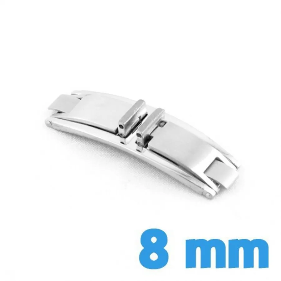 Déployante Double-Fermoir montre de marque 8 mm argenté acier papillon