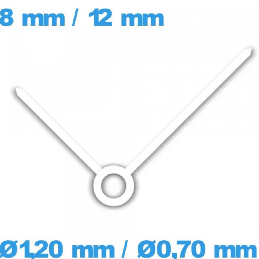 Ensemble D'aiguille (paire)-Jeu d'aiguille cadran principal blanc de mouvement  (Ø1,20 mm / Ø0,70 mm)