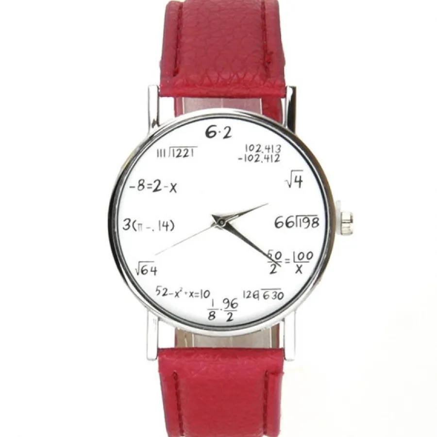 Montre Homme|Montre Femme-Montre bracelet rouge homme et femme mathématiques