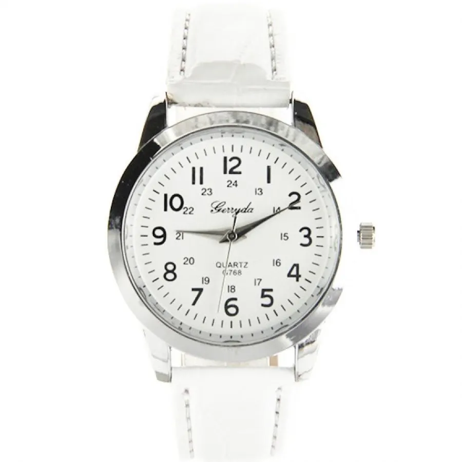 Montre Homme|Montre Femme-Montre classe pas chère bracelet blanc