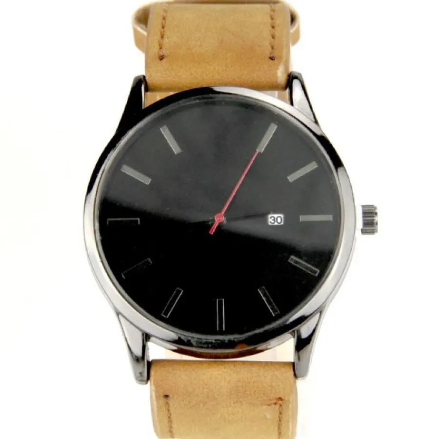 Montre Homme-Montre dateur gros cadran homme bracelet moutarde