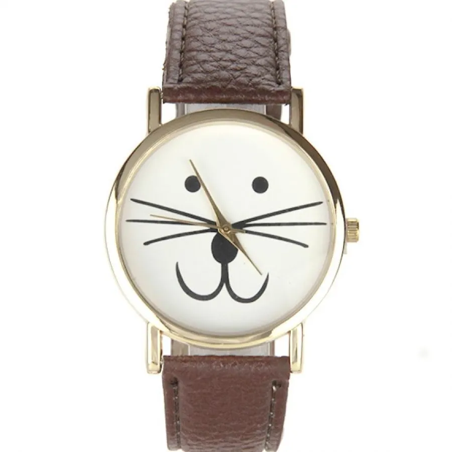 Montre Homme|Montre Femme-Montre frimousse de chat pas chère