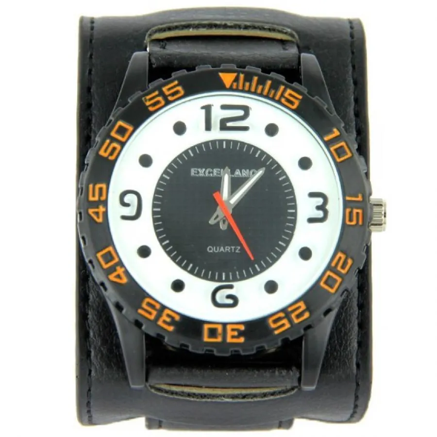 Montre Homme-Montre homme gros cadran noir et blanc Excellanc