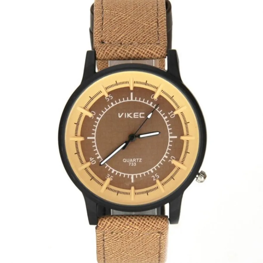 Montre Homme-Montre homme moutarde bracelet cuir