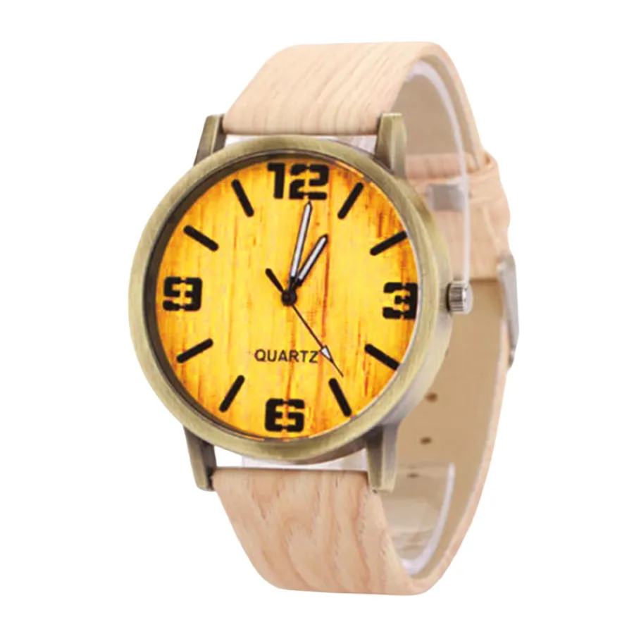 Montre Homme|Montre Femme-Montre Imitation Bois Cuir Vegan Vintage