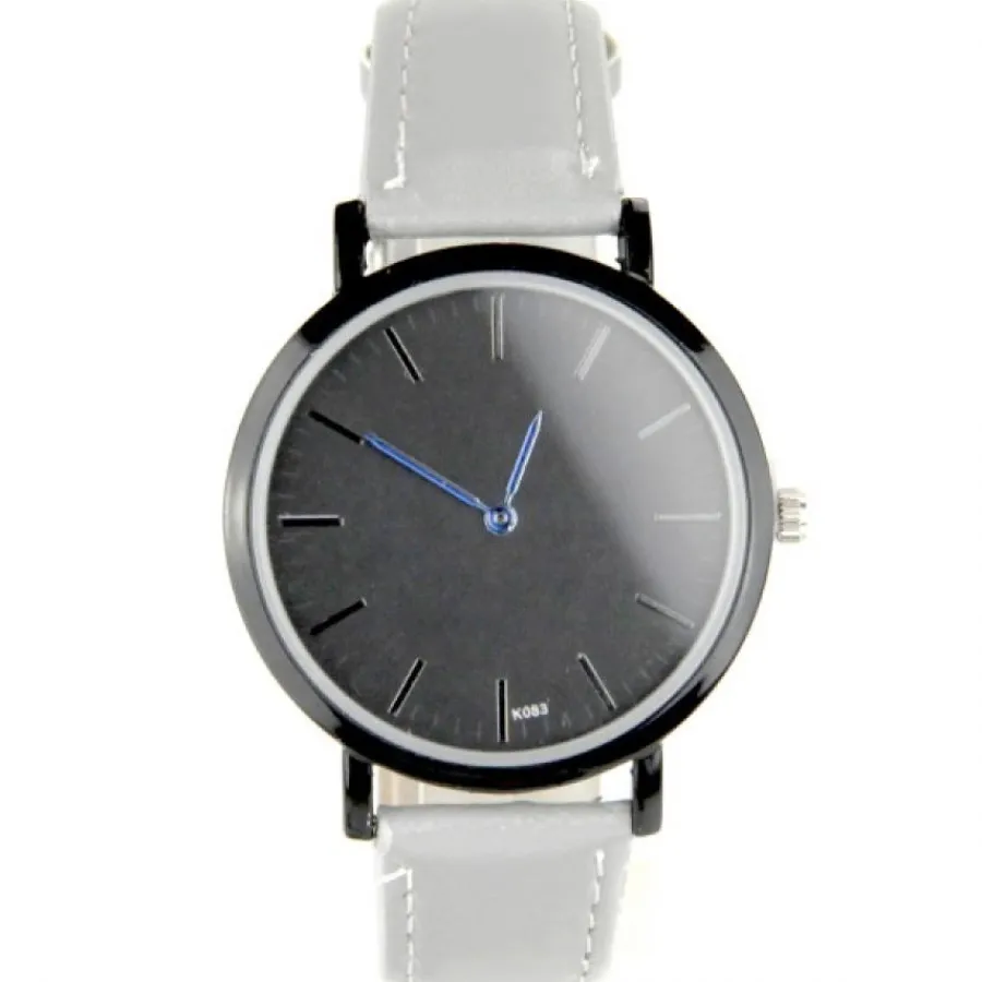 Montre Homme-Montre jeune homme classe bracelet cuir gris
